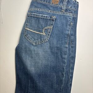 American Eagle Favorite Boyfriend Blue Denim Jeans Womens 6 Short Y2K Flare